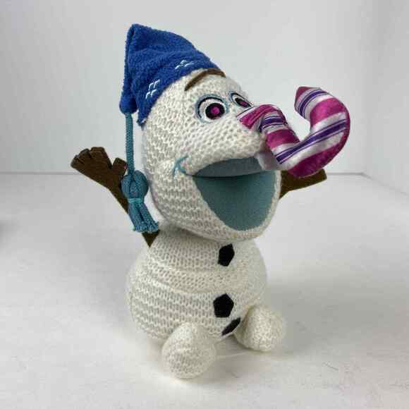 Disney Store OLAF Frozen Adventure Snowman Plush Doll 7.5" Candy Cane Nose - Picture 1 of 10